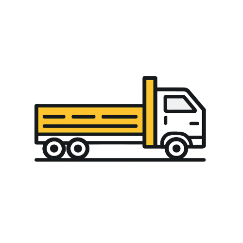 Yellow and black truck icon illustration.