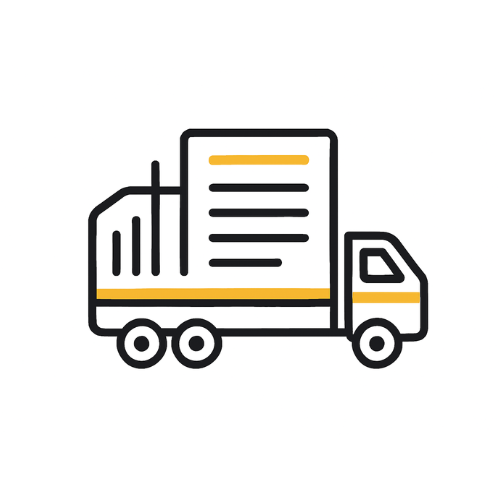 Illustration of a delivery truck icon.