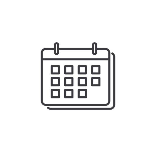 Calendar icon with grid layout.